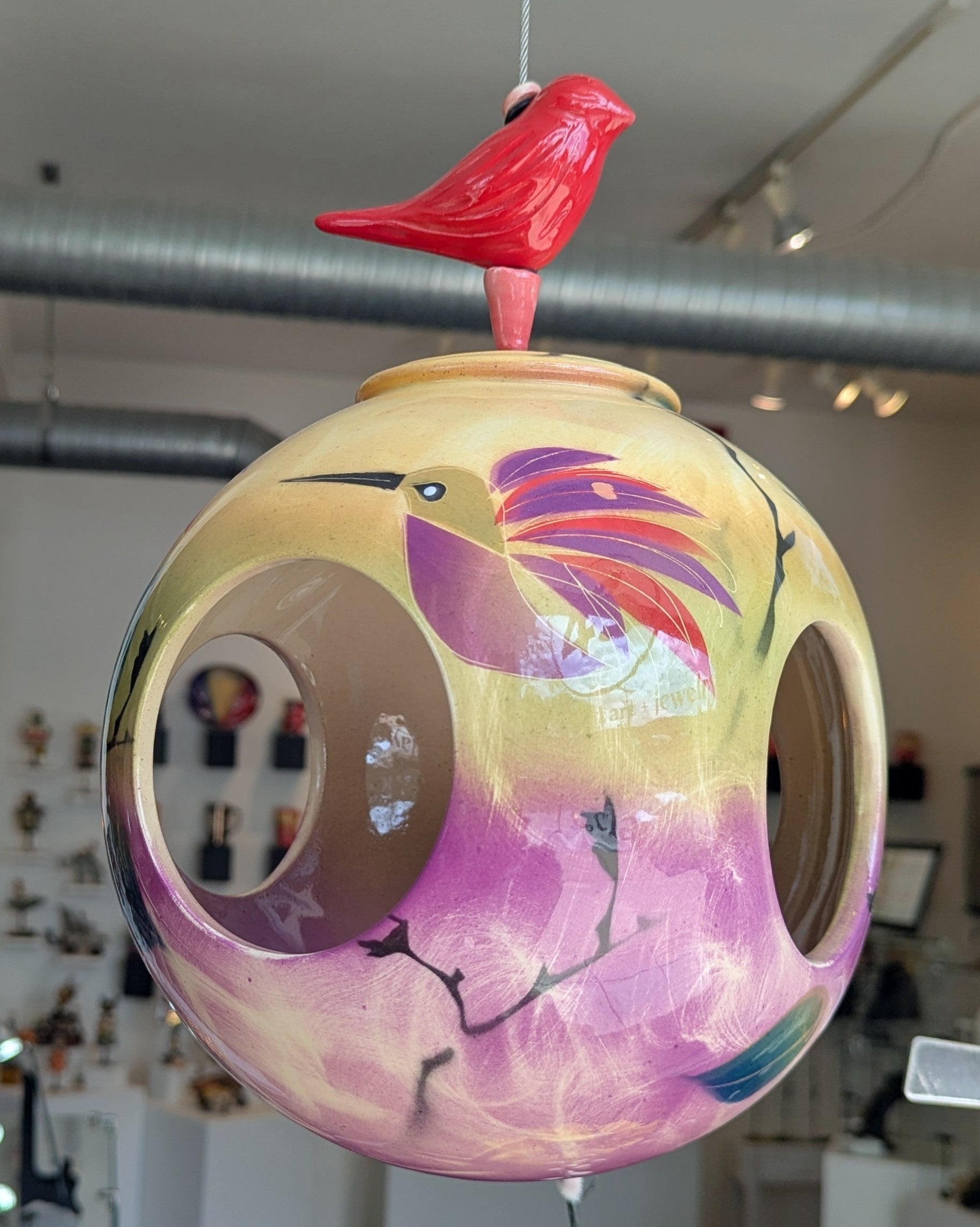 Bird Feeder with Hummingbird – Zeber-Martell Gallery & Clay Studio
