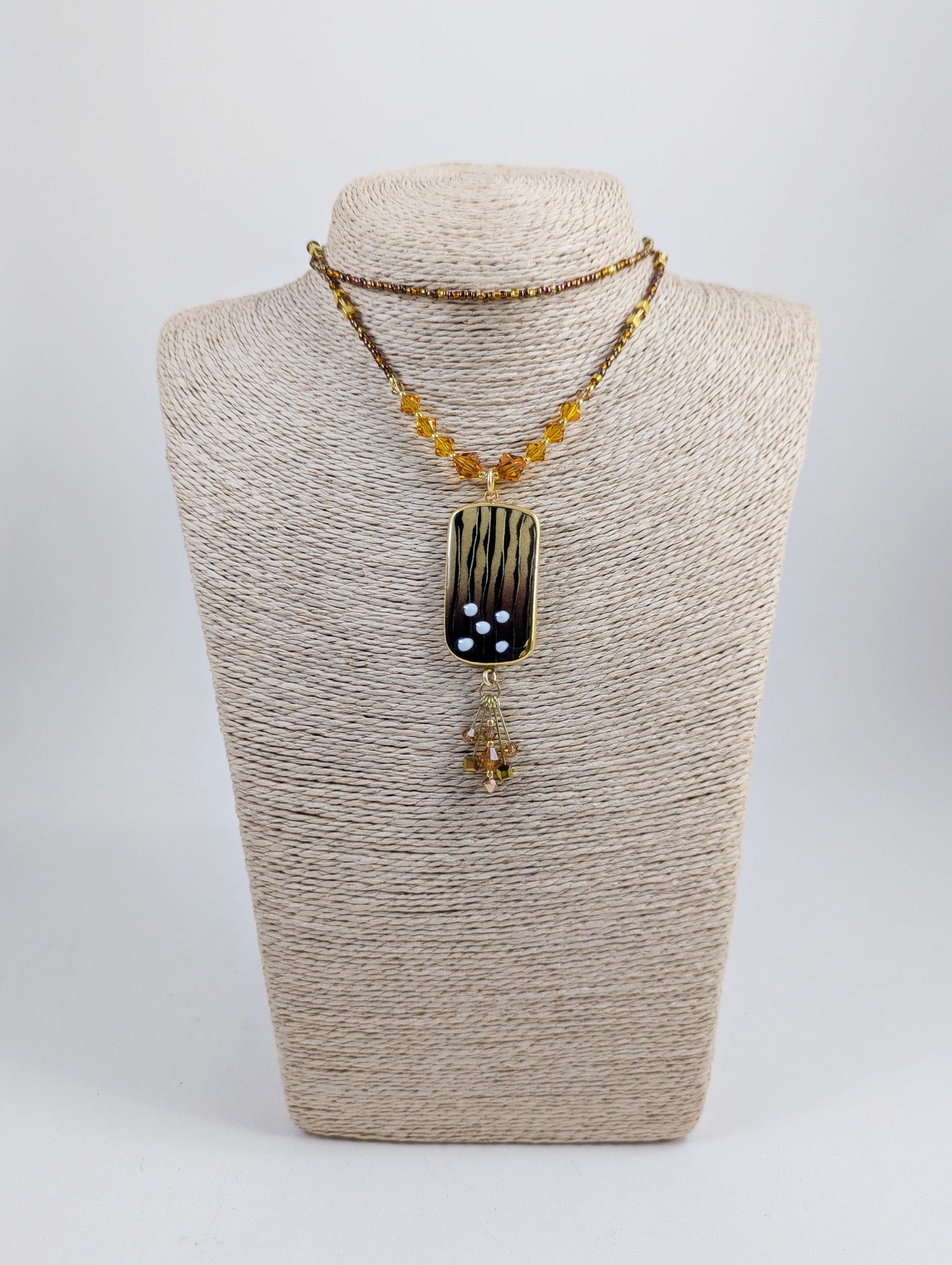 Brown Rectangle Tassel Necklace