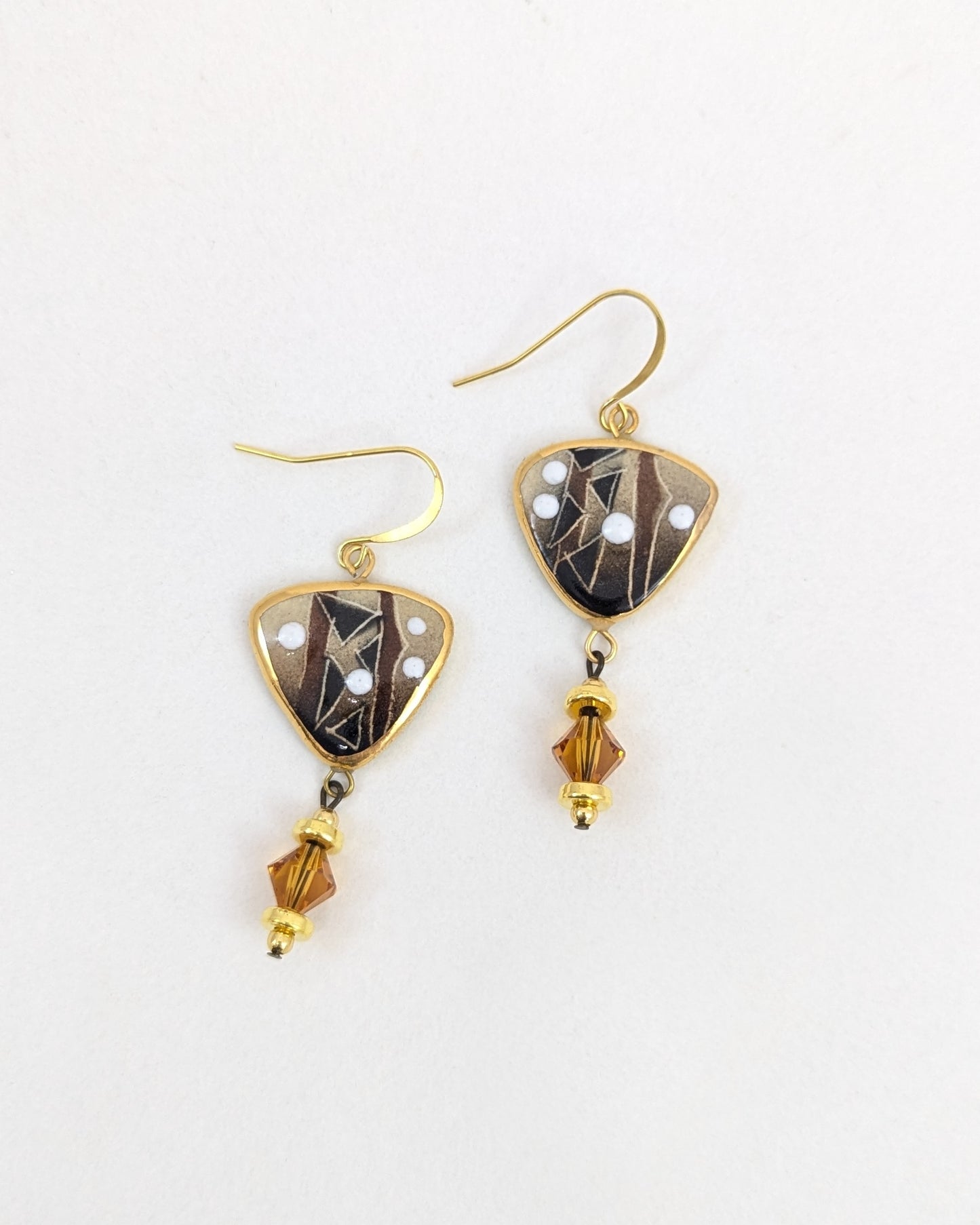 Brown Triangle Dangle Earrings