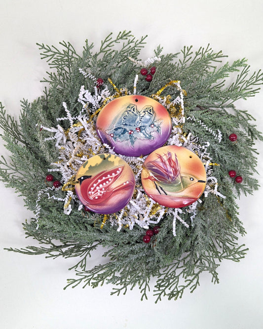 Flat bird ornaments (set of 3)