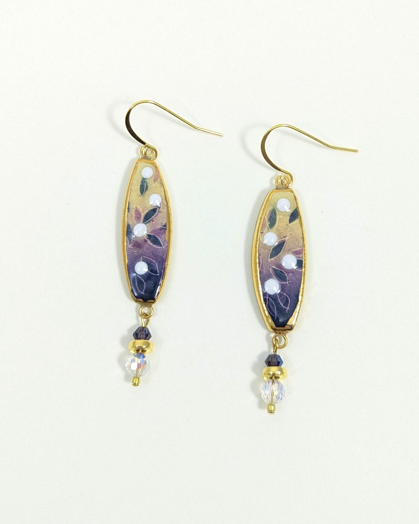 Purple and Green Oblong Earrings