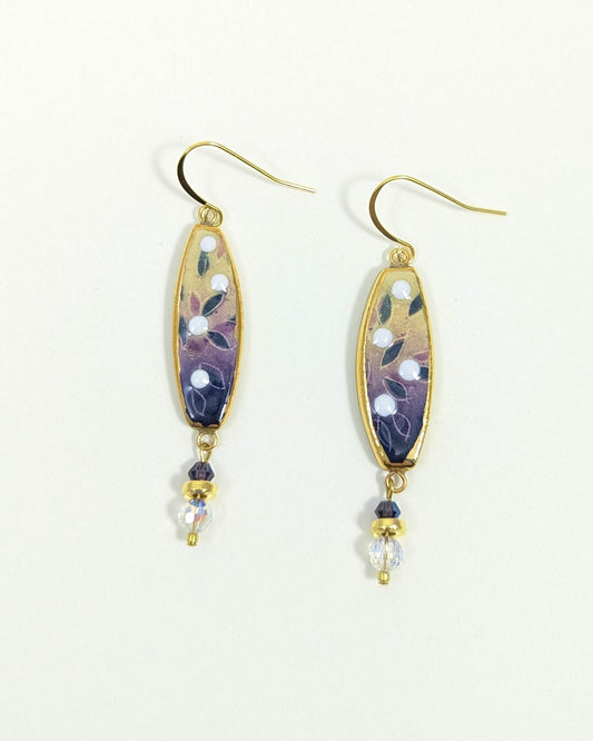 Purple and Green Oblong Earrings