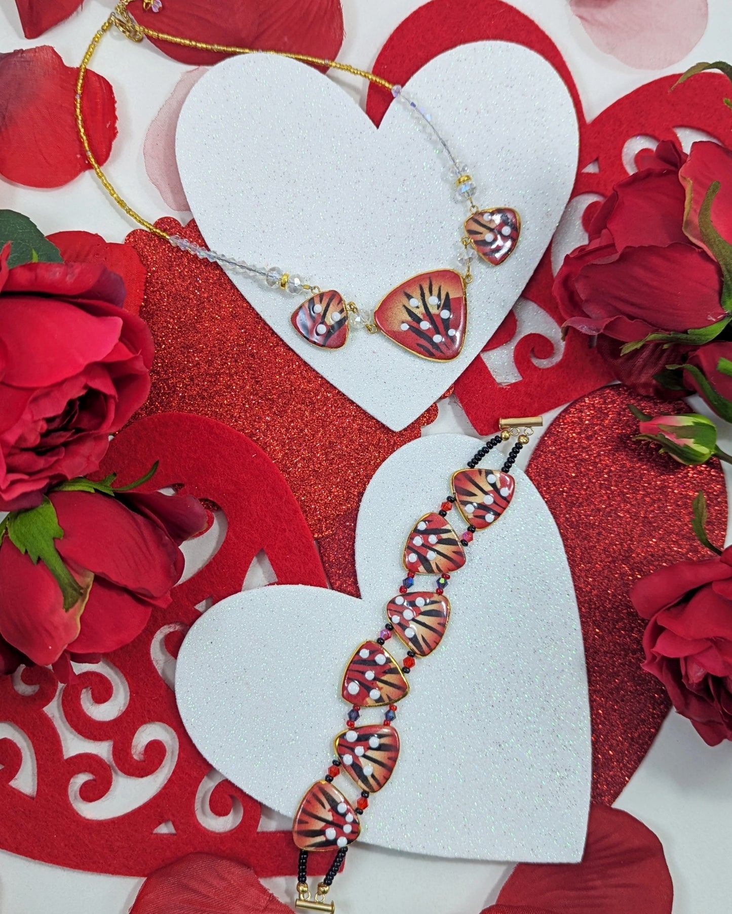 Red Necklace and Bracelet Set