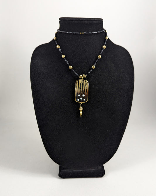 Brown Rectangle Pendant Necklace