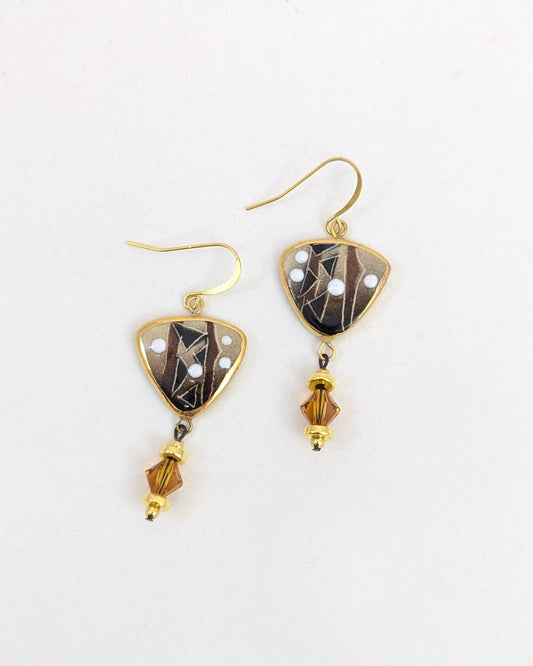 Brown Triangle Dangle Earrings